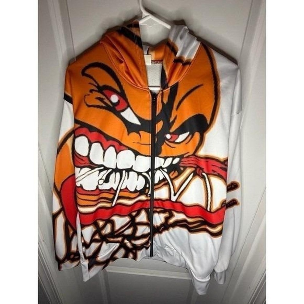 Add 'Basketball Biting Rim AOP Double Sided Full Zip Hoodie Sweatshirt Men's L